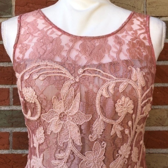 ☀️ Yoana Baraschi Fioritura Vine Lace Blush Sleeveless Dress - Picture 1 of 15